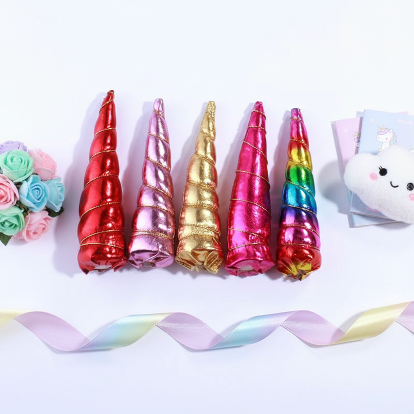 rainbow unicorn horn craft - flat-lay