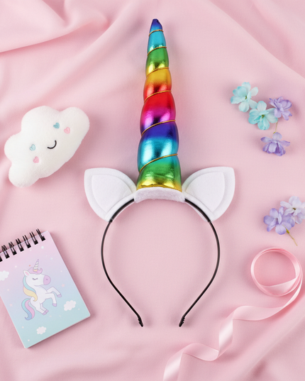 rainbow unicorn horn headband 1 - flat-lay