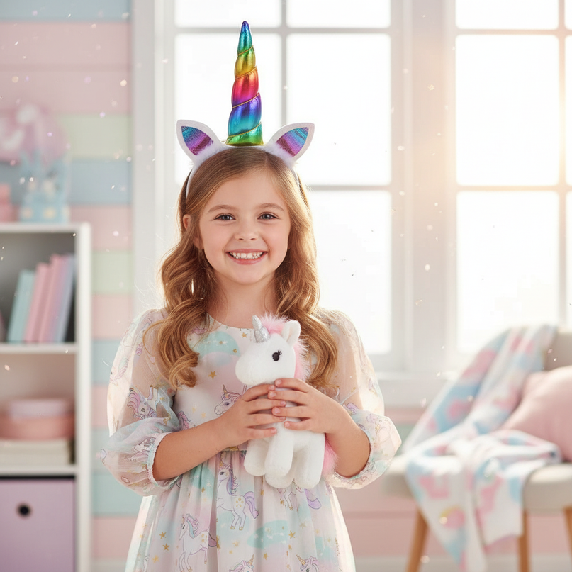 rainbow unicorn horn headband 1 - in-use