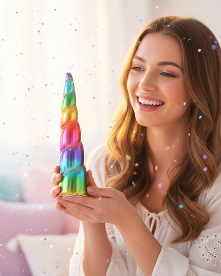rainbow unicorn horn party pack - in-use