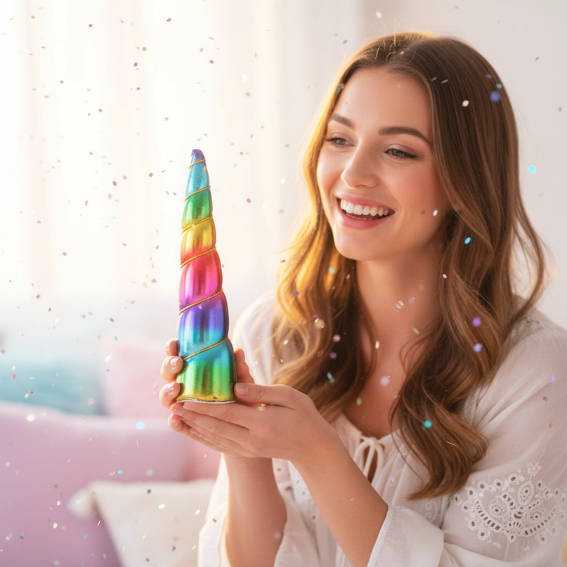 rainbow unicorn horn party pack - in-use