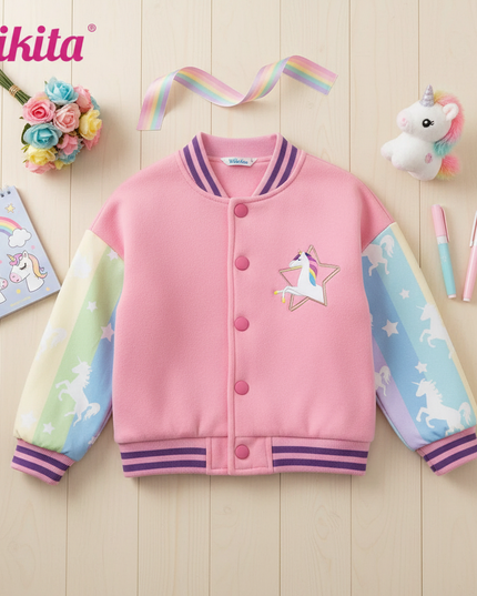 rainbow unicorn jacket - flat-lay