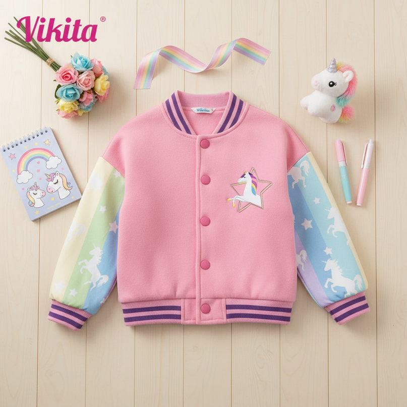 rainbow unicorn jacket - flat-lay