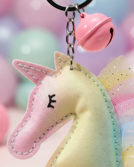 rainbow unicorn keychain - detail