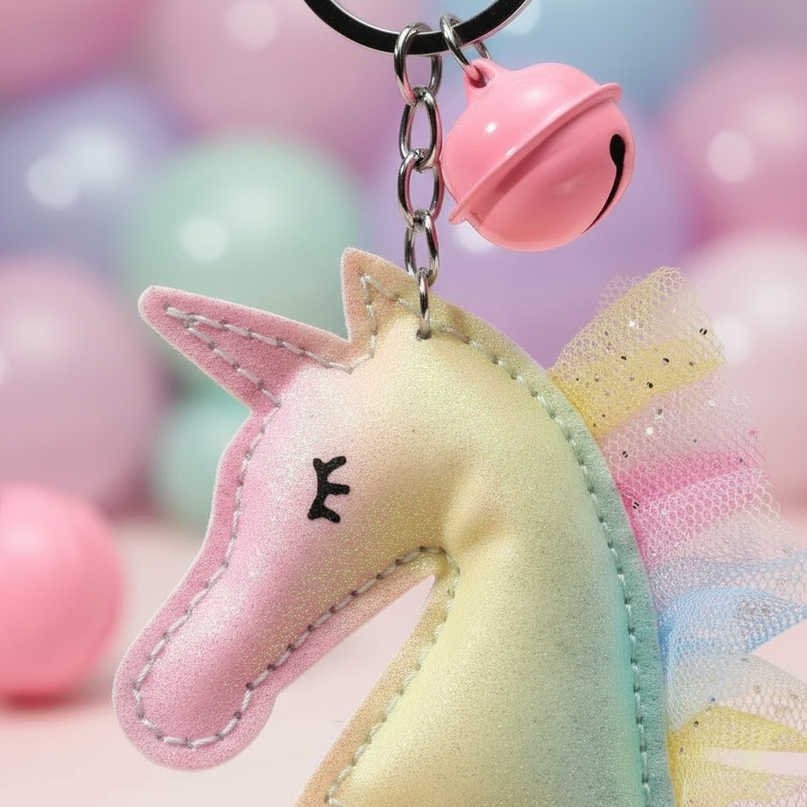 rainbow unicorn keychain - detail