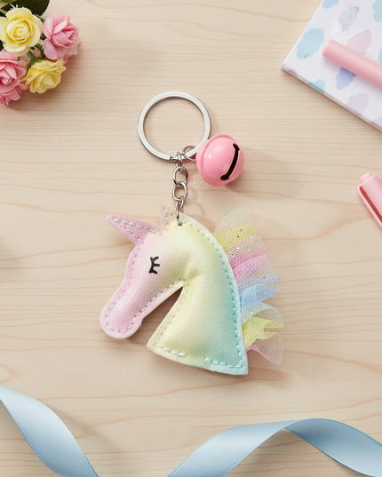 rainbow unicorn keychain - flat-lay