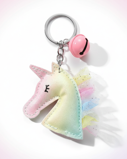 rainbow unicorn keychain - white-bg