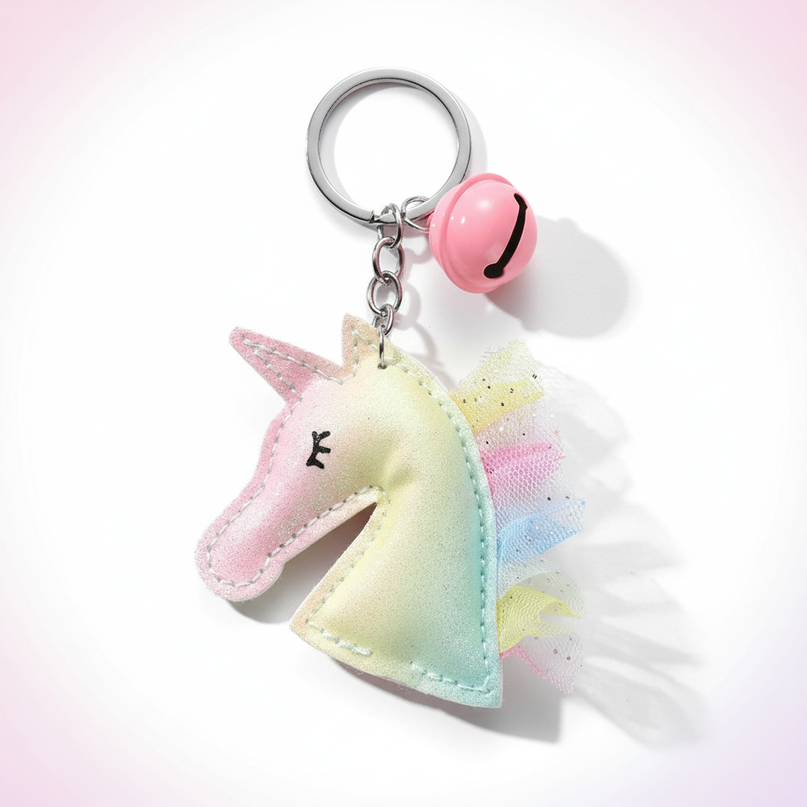 rainbow unicorn keychain - white-bg