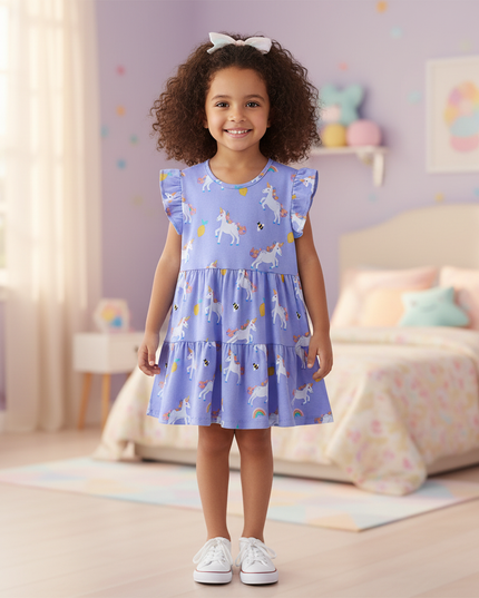 rainbow unicorn knit dress girls - detail