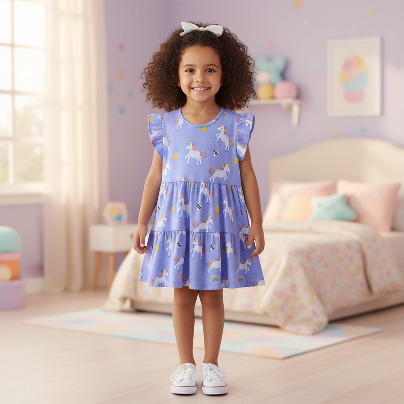 rainbow unicorn knit dress girls - detail