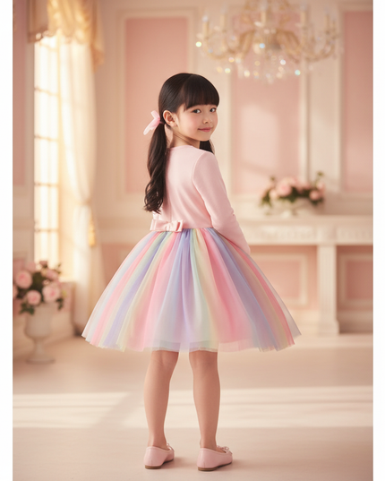 rainbow unicorn long sleeve dress - back