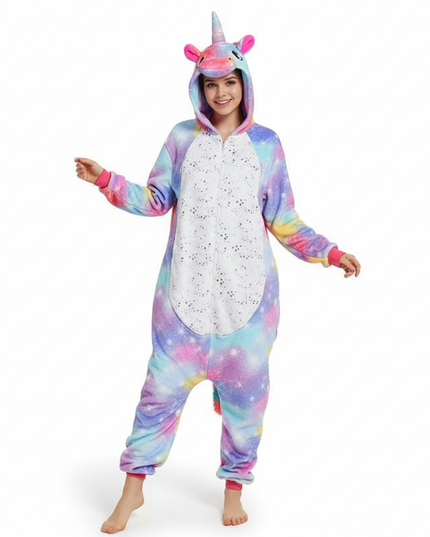 rainbow unicorn onesie adult - white-bg