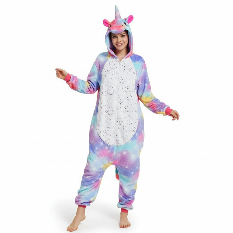 rainbow unicorn onesie adult - white-bg