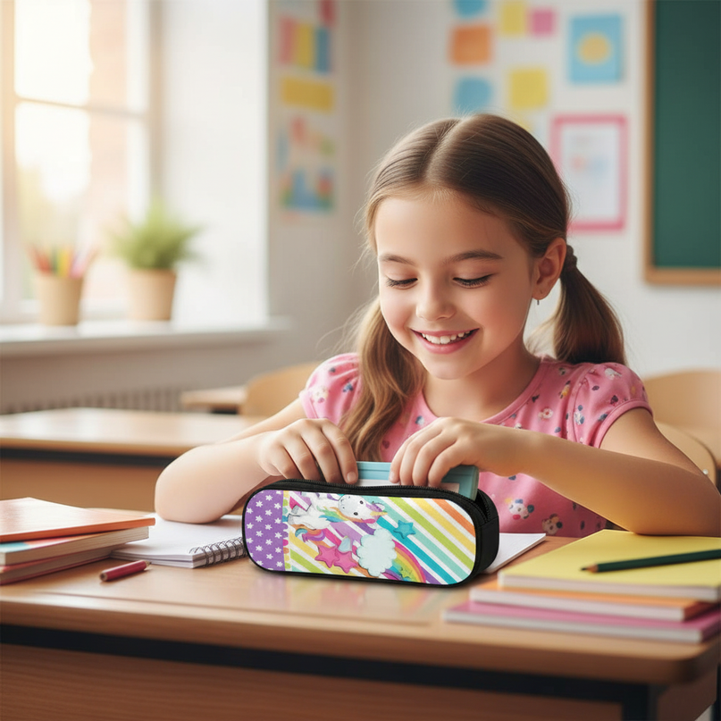 rainbow unicorn pencil case - in-use