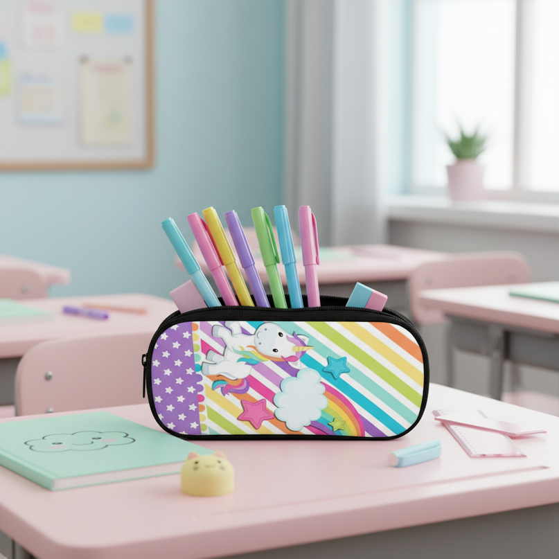 rainbow unicorn pencil case - lifestyle
