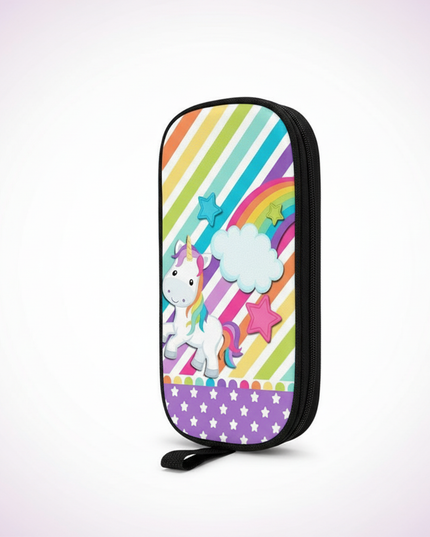 rainbow unicorn pencil case - white-bg