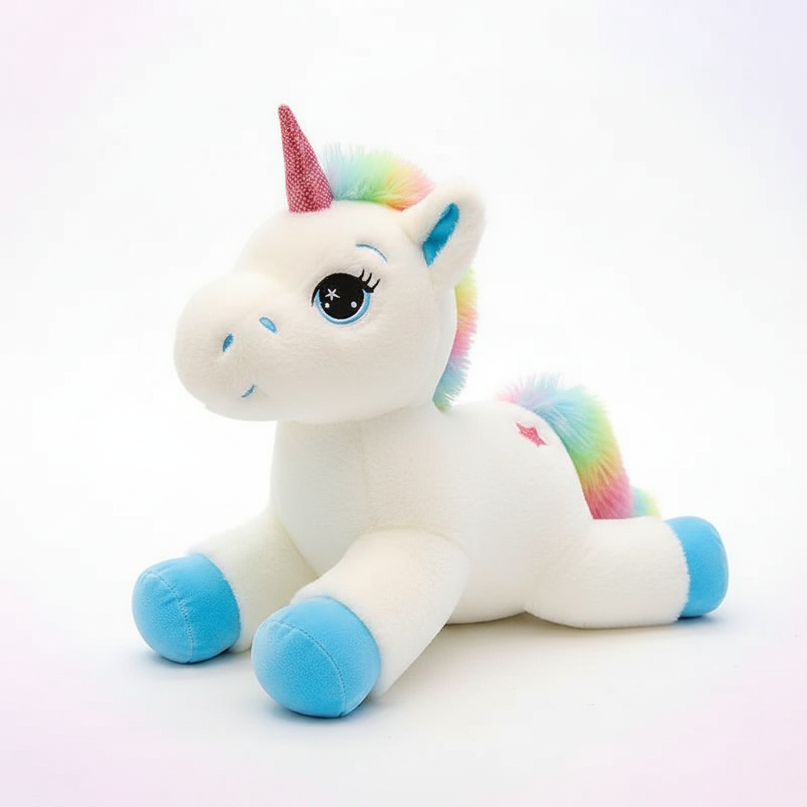 rainbow unicorn plush animal - white-bg