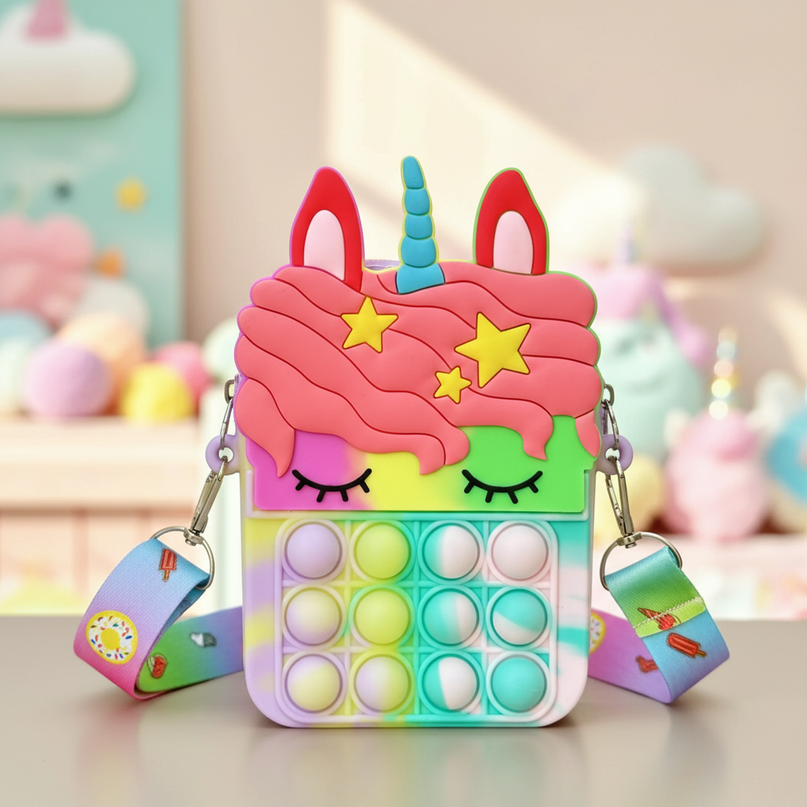 rainbow unicorn pop it purse - lifestyle