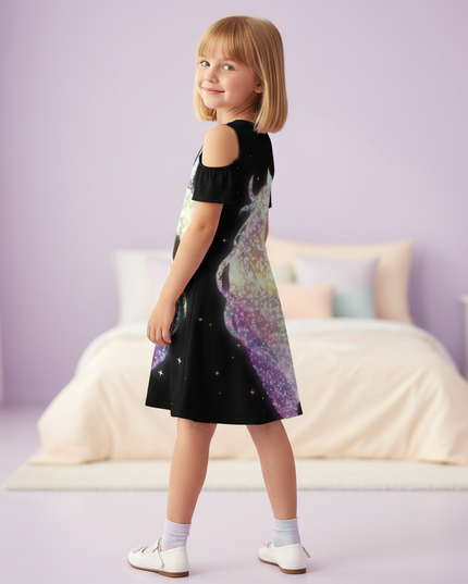 rainbow unicorn print dress girls - back