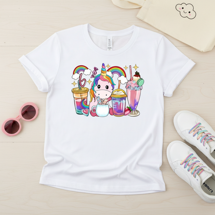 rainbow unicorn print shirt - flat-lay