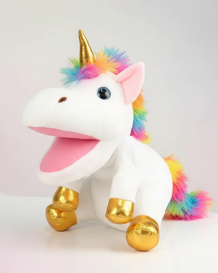 rainbow unicorn puppet plush - white-bg
