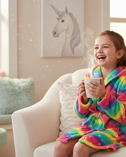 rainbow unicorn robe - in-use