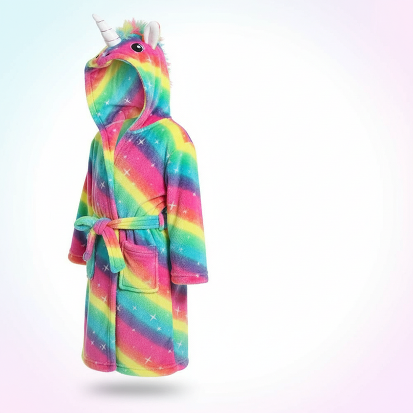 rainbow unicorn robe - white-bg