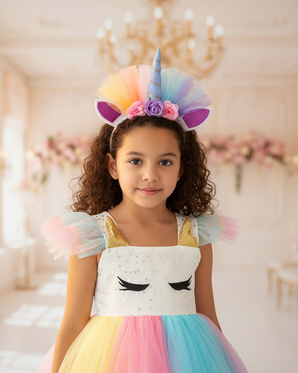 rainbow unicorn sequin tutu dress - detail