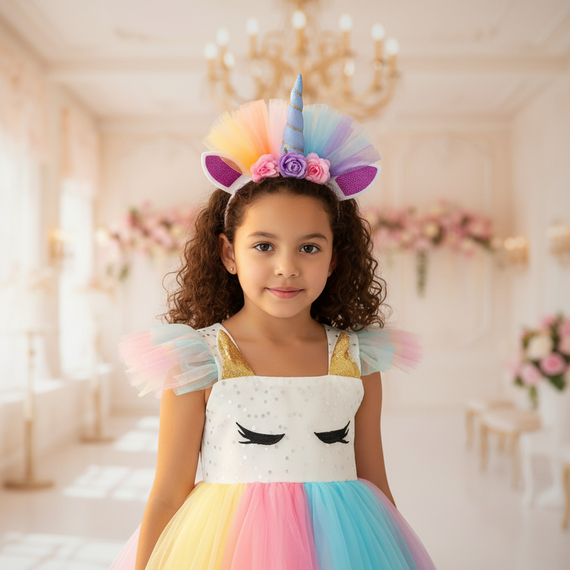 rainbow unicorn sequin tutu dress - detail
