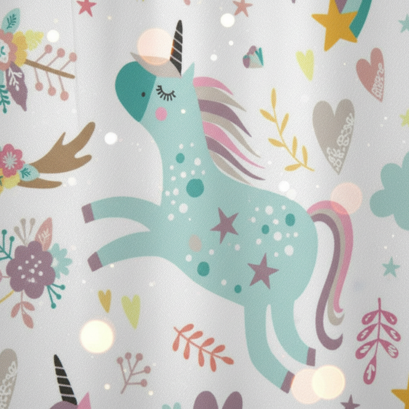 rainbow unicorn shower curtain - detail