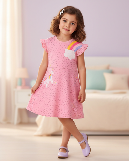 rainbow unicorn sleeveless dress - front