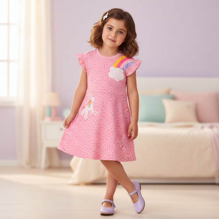 rainbow unicorn sleeveless dress - front