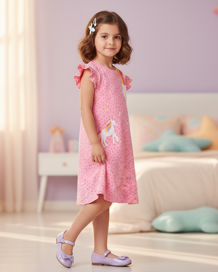 rainbow unicorn sleeveless dress - three-quarter