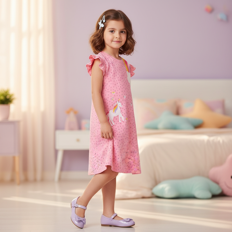 rainbow unicorn sleeveless dress - three-quarter