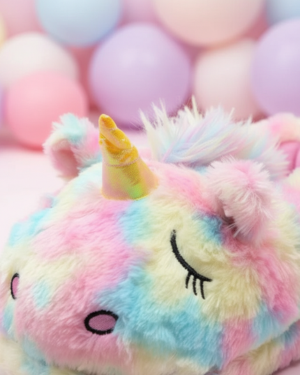 rainbow unicorn slippers - detail