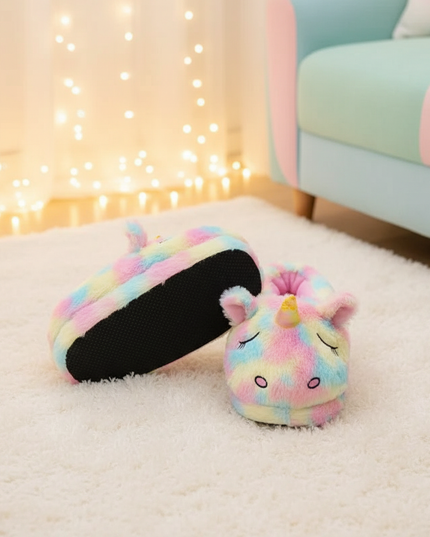rainbow unicorn slippers - lifestyle