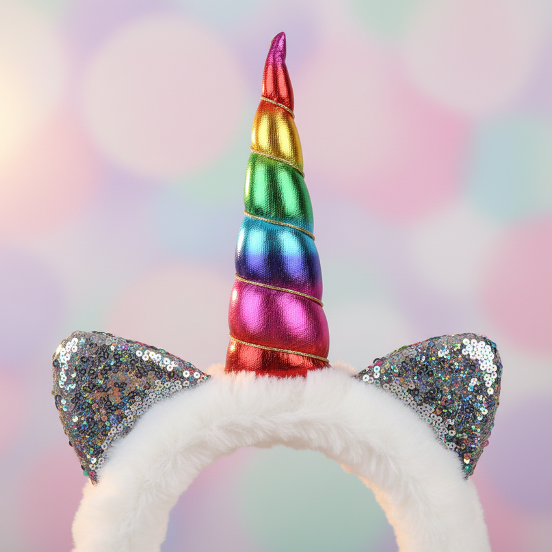 rainbow unicorn spa headband - detail