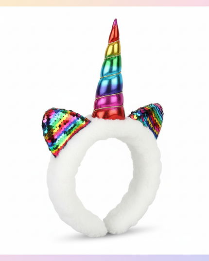 rainbow unicorn spa headband - white-bg