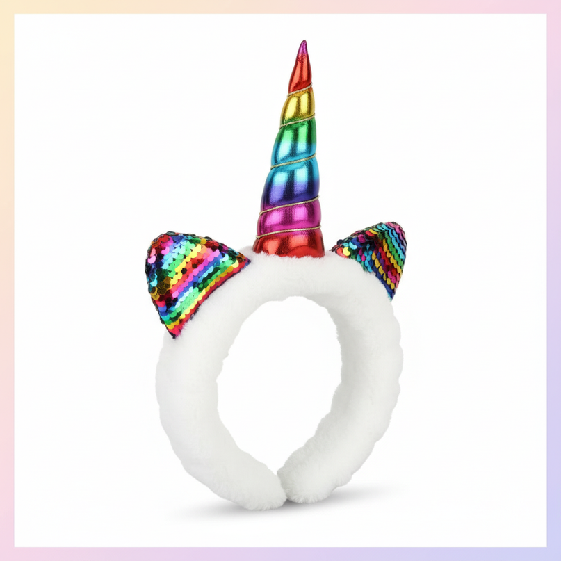rainbow unicorn spa headband - white-bg