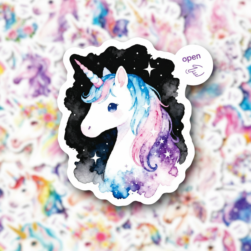 rainbow unicorn stickers - detail