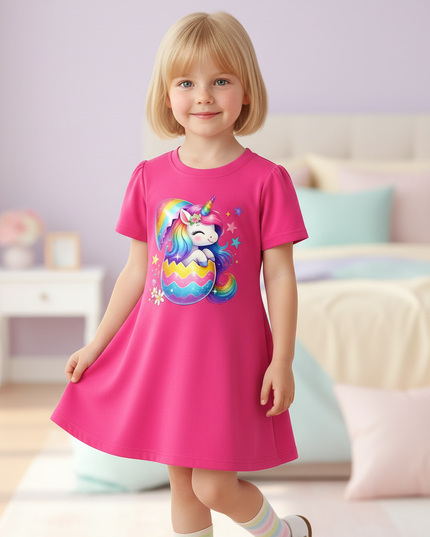 rainbow unicorn t shirt dress - front