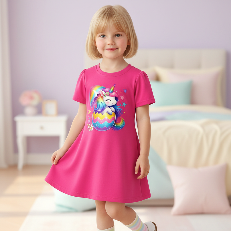 rainbow unicorn t shirt dress - front