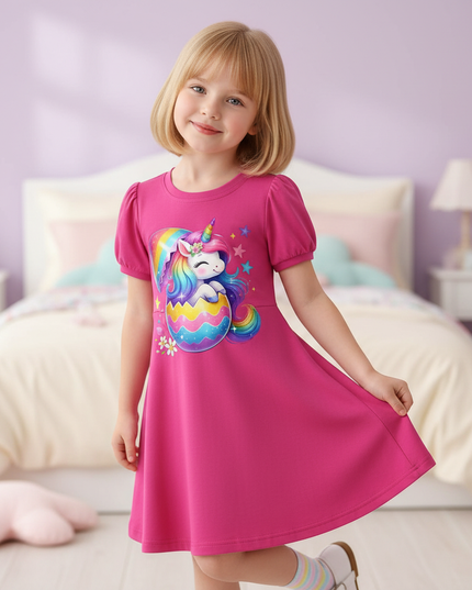 rainbow unicorn t shirt dress - three-quarter