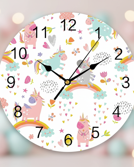 rainbow unicorn wall clock - lifestyle