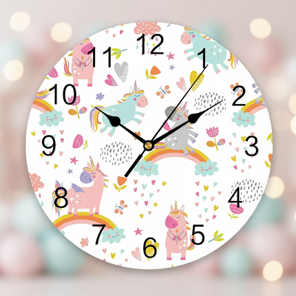 rainbow unicorn wall clock - lifestyle