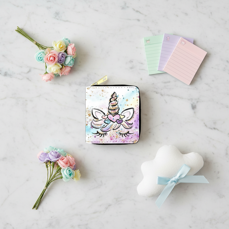 rainbow unicorn wallet - flat-lay