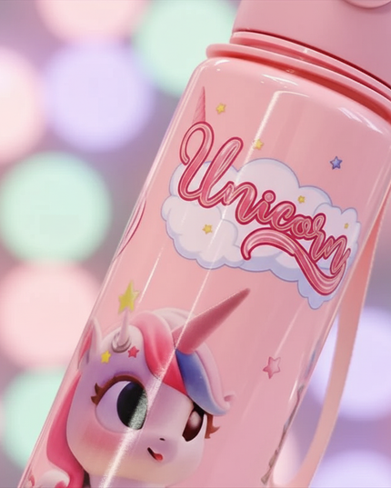 rainbow unicorn water bottle - detail