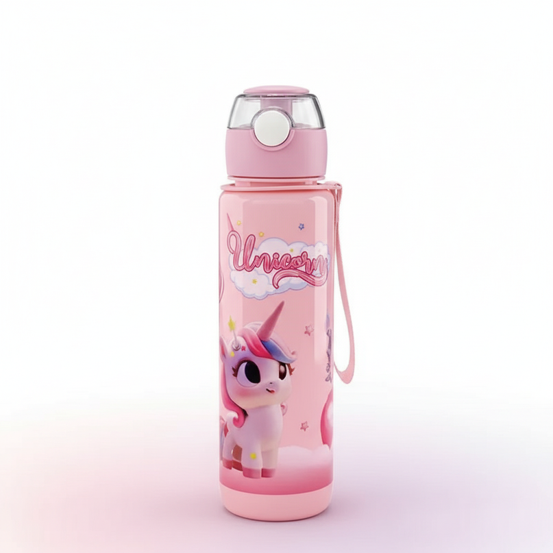 rainbow unicorn water bottle - white-bg