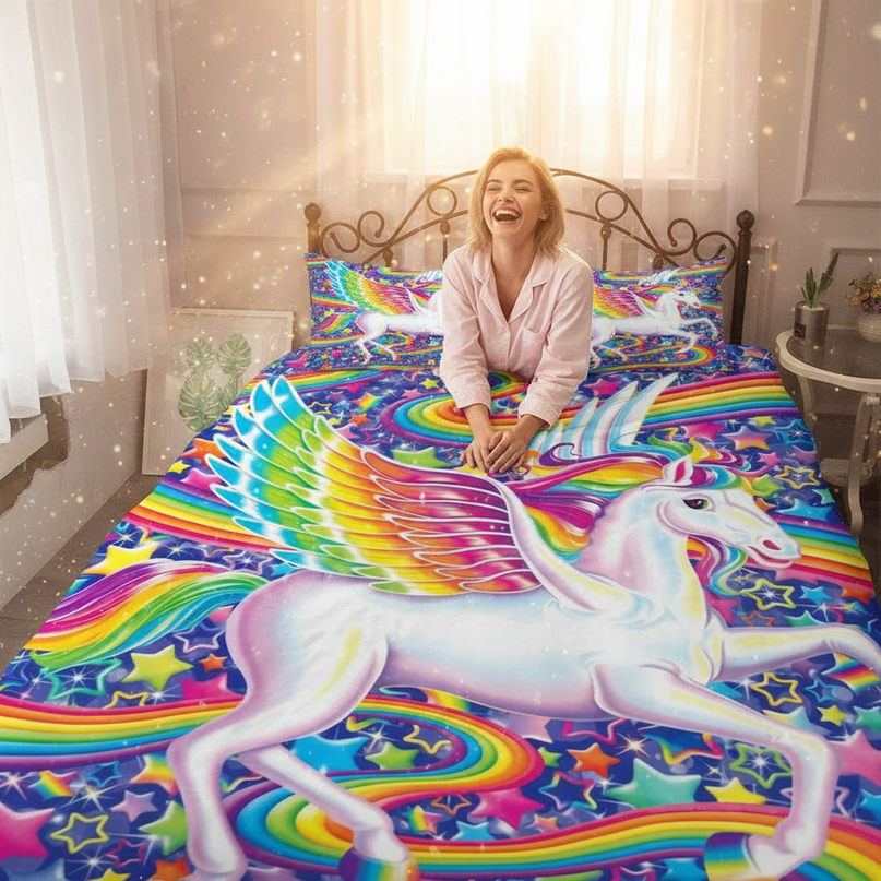 rainbow wing pegasus bedding - in-use
