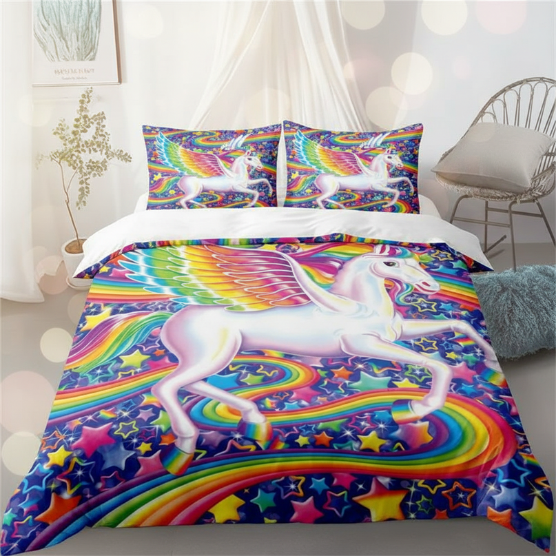rainbow winged pegasus unicorn bedding - lifestyle